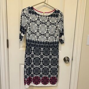 Eliza J Black and White Floral Midi Dress